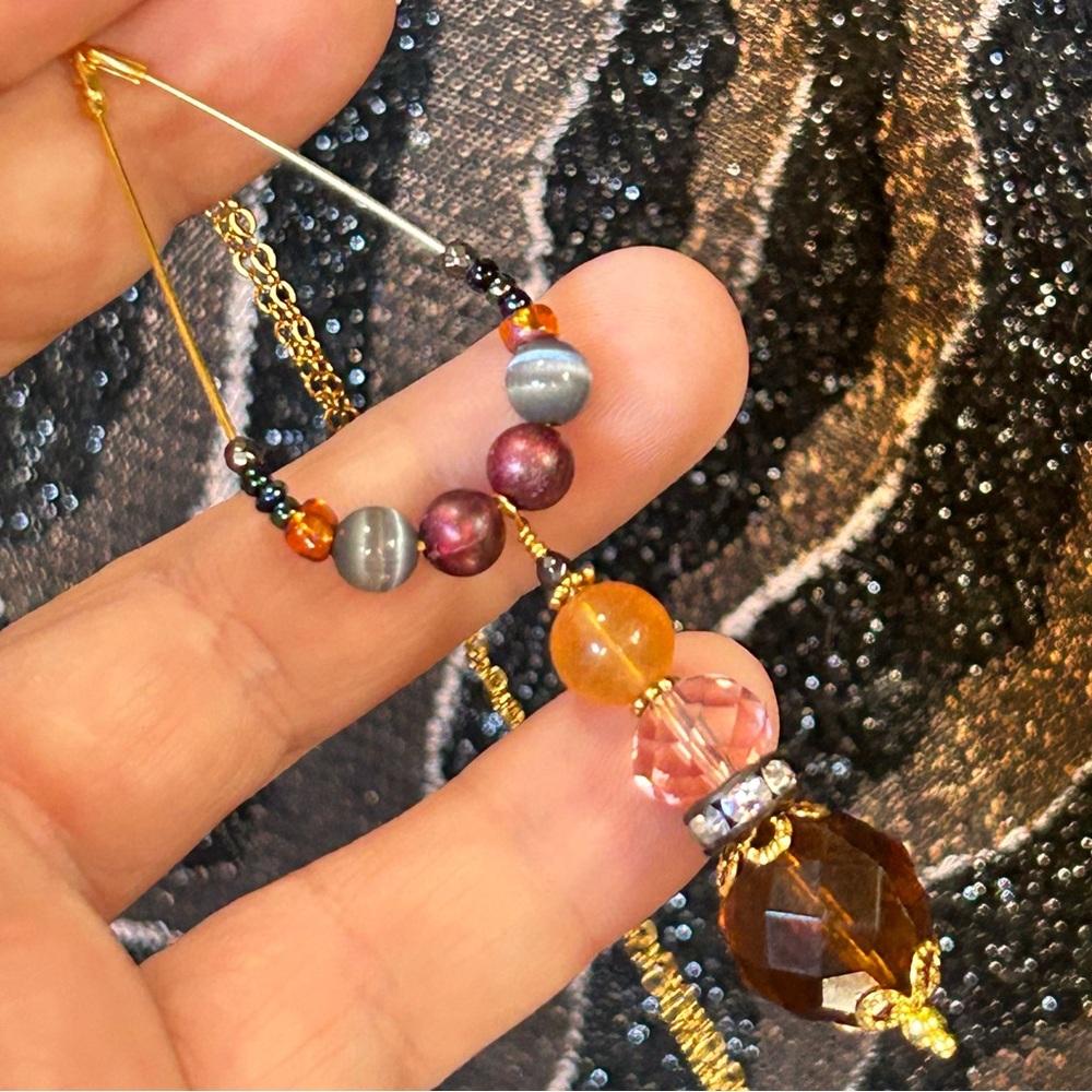 Handcrafted vintage bead changeable charm pendant on chain necklace
